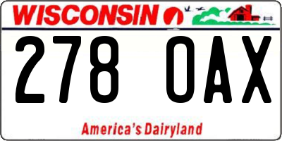 WI license plate 278OAX