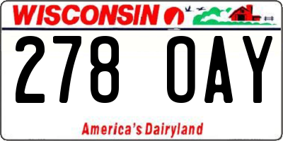 WI license plate 278OAY