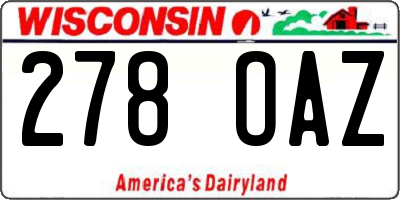 WI license plate 278OAZ