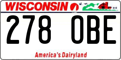 WI license plate 278OBE