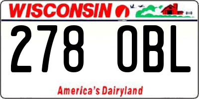 WI license plate 278OBL