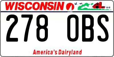WI license plate 278OBS