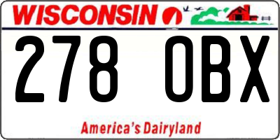 WI license plate 278OBX