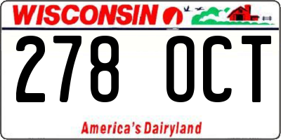 WI license plate 278OCT