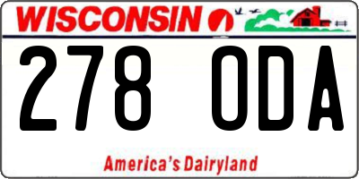 WI license plate 278ODA