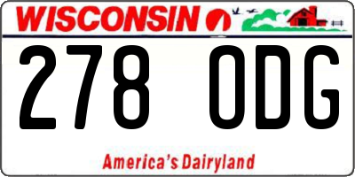 WI license plate 278ODG
