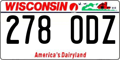 WI license plate 278ODZ