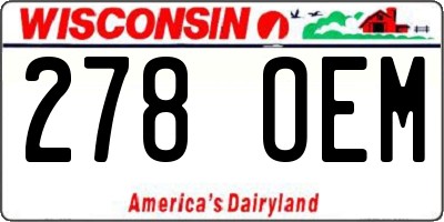 WI license plate 278OEM