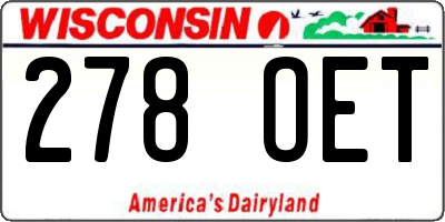 WI license plate 278OET