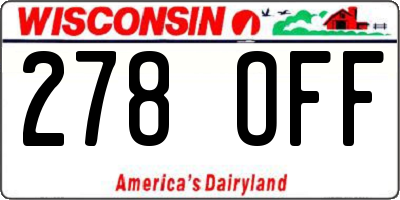 WI license plate 278OFF