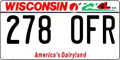 WI license plate 278OFR