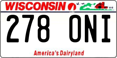 WI license plate 278ONI