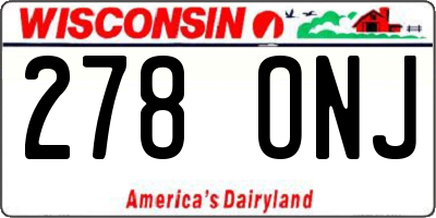 WI license plate 278ONJ