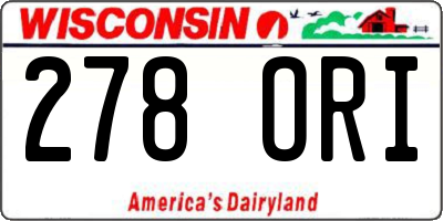 WI license plate 278ORI