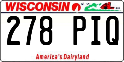 WI license plate 278PIQ