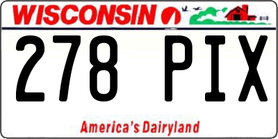 WI license plate 278PIX