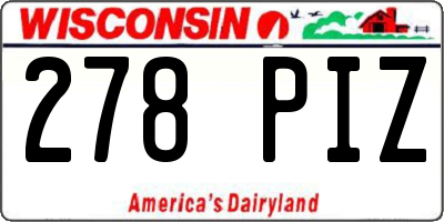 WI license plate 278PIZ