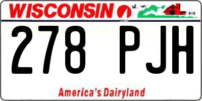 WI license plate 278PJH