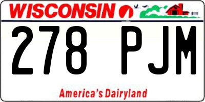 WI license plate 278PJM