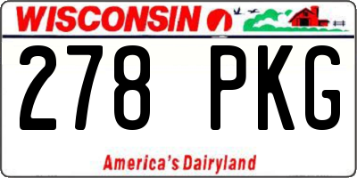 WI license plate 278PKG