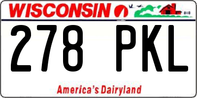 WI license plate 278PKL