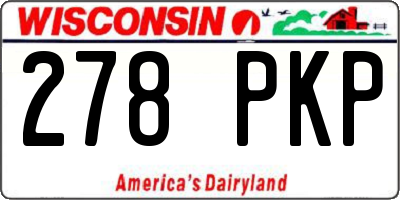 WI license plate 278PKP