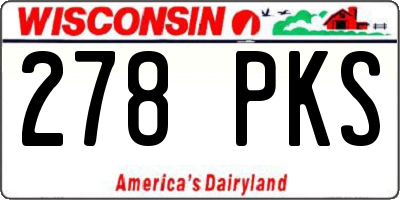 WI license plate 278PKS