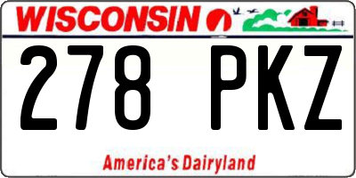 WI license plate 278PKZ