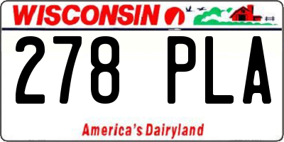 WI license plate 278PLA
