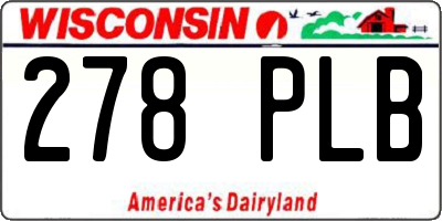 WI license plate 278PLB