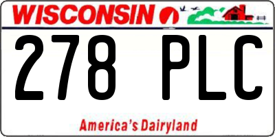 WI license plate 278PLC