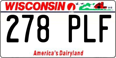 WI license plate 278PLF