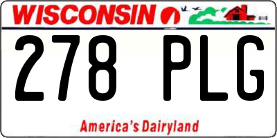 WI license plate 278PLG