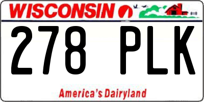 WI license plate 278PLK