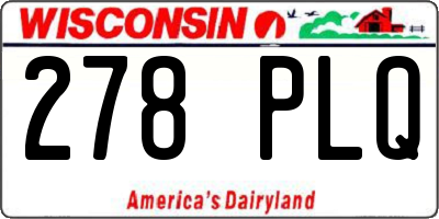 WI license plate 278PLQ