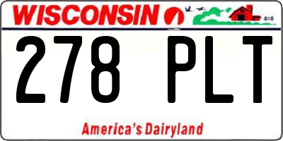 WI license plate 278PLT