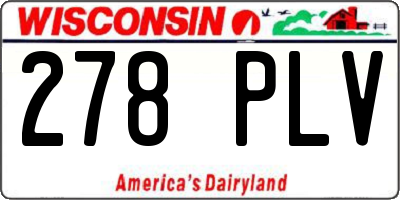 WI license plate 278PLV