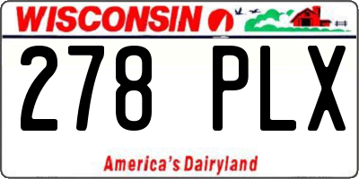 WI license plate 278PLX