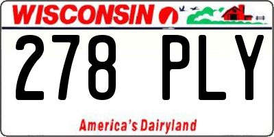 WI license plate 278PLY