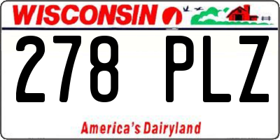 WI license plate 278PLZ