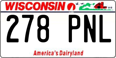 WI license plate 278PNL