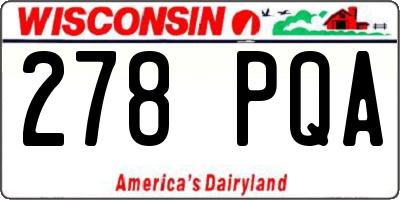 WI license plate 278PQA