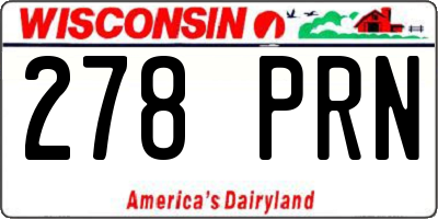 WI license plate 278PRN
