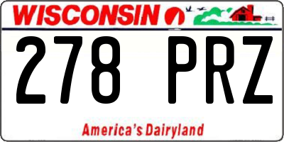 WI license plate 278PRZ