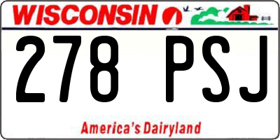 WI license plate 278PSJ