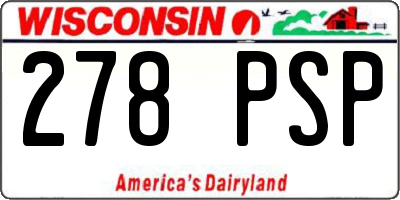 WI license plate 278PSP