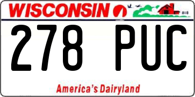 WI license plate 278PUC
