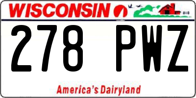 WI license plate 278PWZ