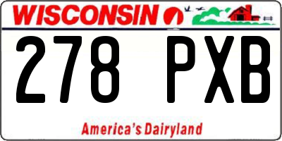 WI license plate 278PXB