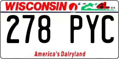 WI license plate 278PYC